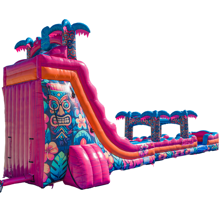 22FT Aloha Splash (Hawaiian Hibiscus) Dual Lane Slide w/SLip n Slide