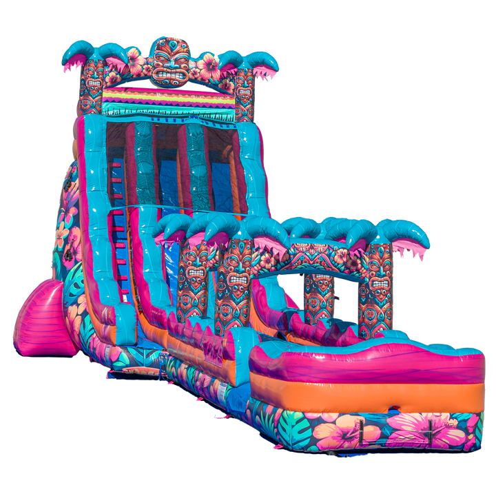 22FT Aloha Splash (Hawaiian Hibiscus) Dual Lane Slide w/SLip n Slide
