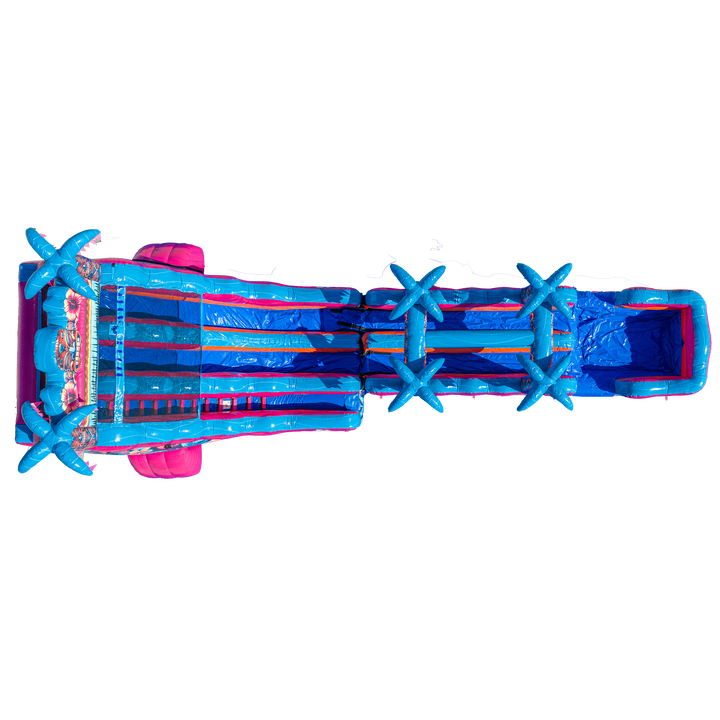 22FT Aloha Splash (Hawaiian Hibiscus) Dual Lane Slide w/SLip n Slide