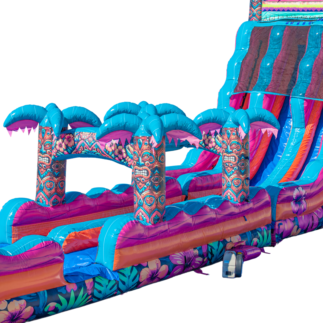 22FT Aloha Splash (Hawaiian Hibiscus) Dual Lane Slide w/SLip n Slide