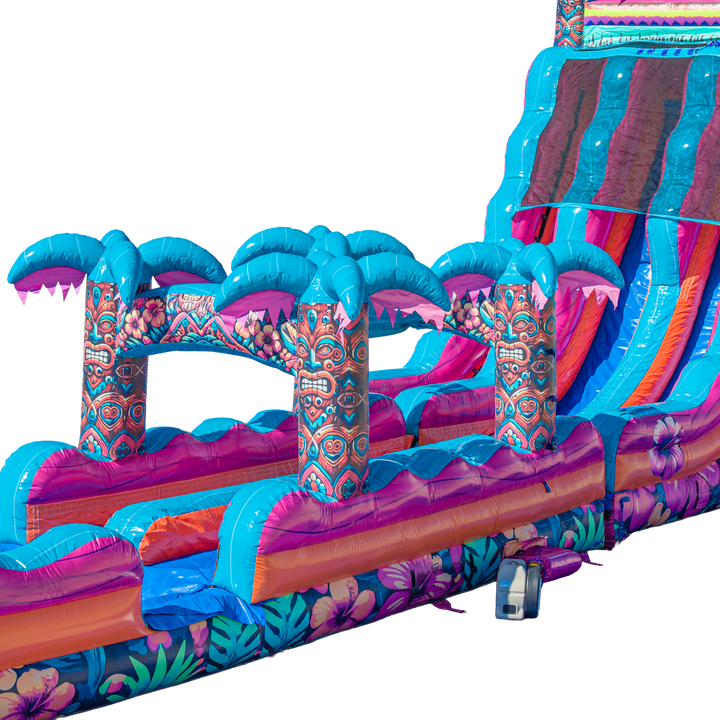 22FT Aloha Splash (Hawaiian Hibiscus) Dual Lane Slide w/SLip n Slide