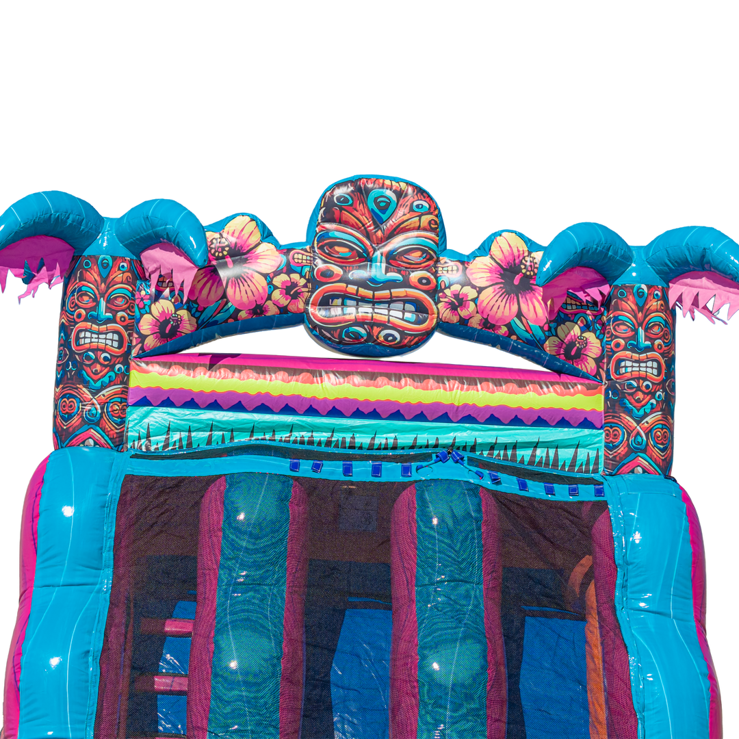 22FT Aloha Splash (Hawaiian Hibiscus) Dual Lane Slide w/SLip n Slide