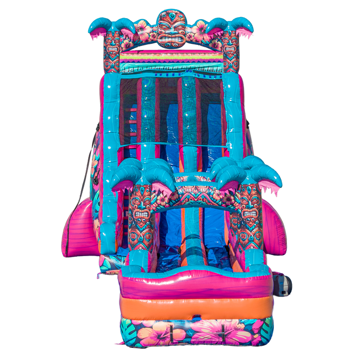 22FT Aloha Splash (Hawaiian Hibiscus) Dual Lane Slide w/SLip n Slide