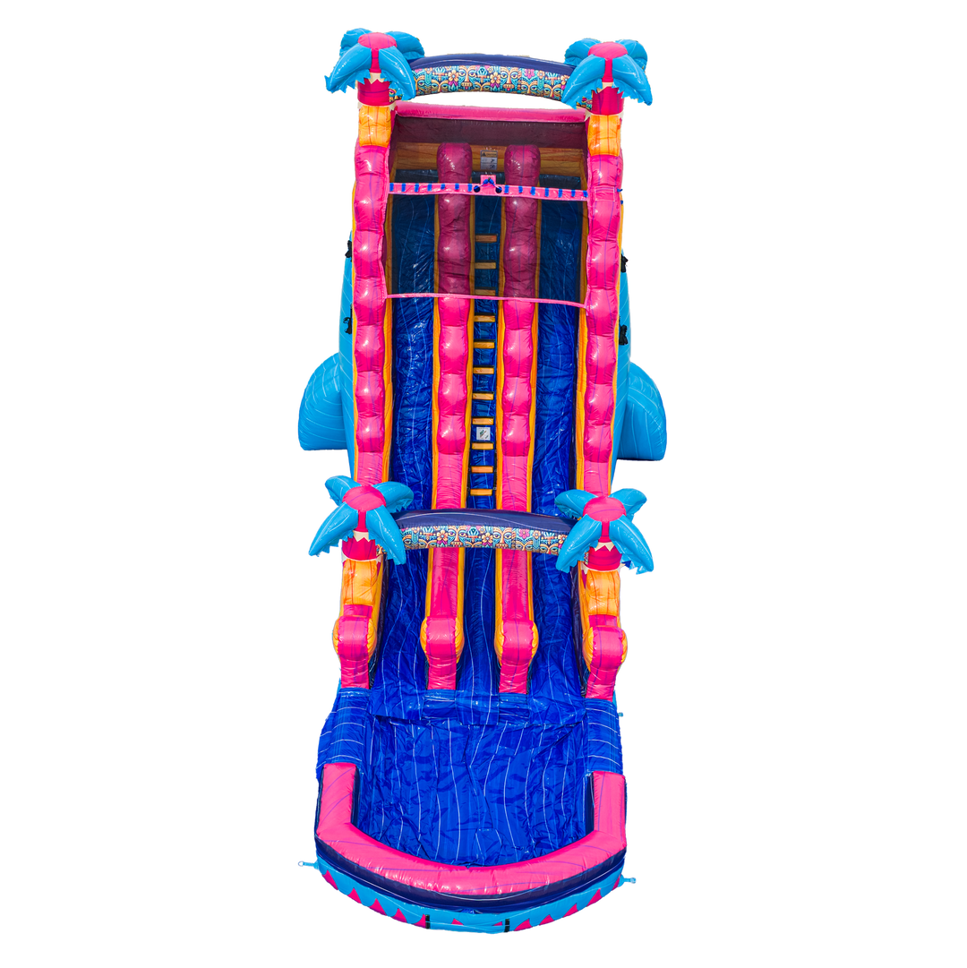 20FT Teal Rippling Rush Dual Lane Slide