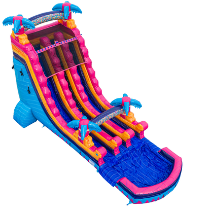 20FT Teal Rippling Rush Dual Lane Slide