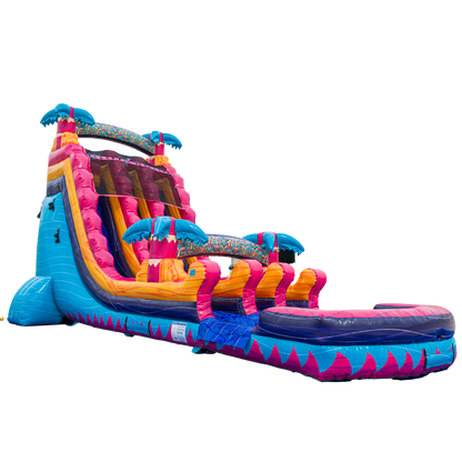 20FT Teal Rippling Rush Dual Lane Slide