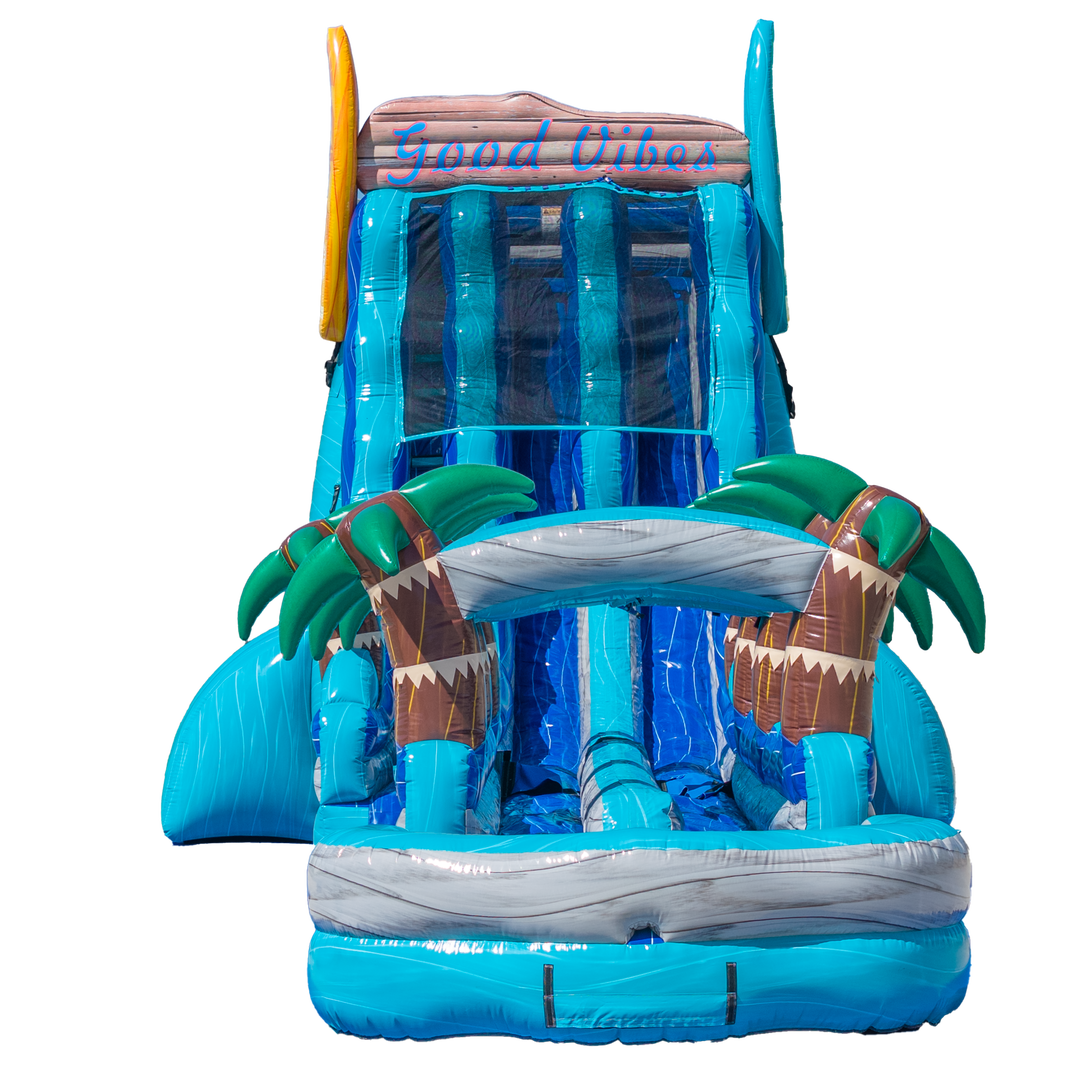 27FT Good Vibes Dual Lane Slide w/Slip n Slide