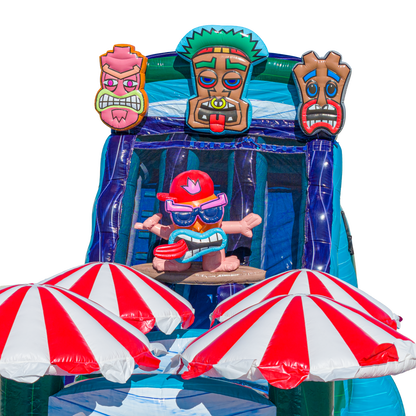 22FT Tiki Tovi Dual Lane Slide w Slip n Slide