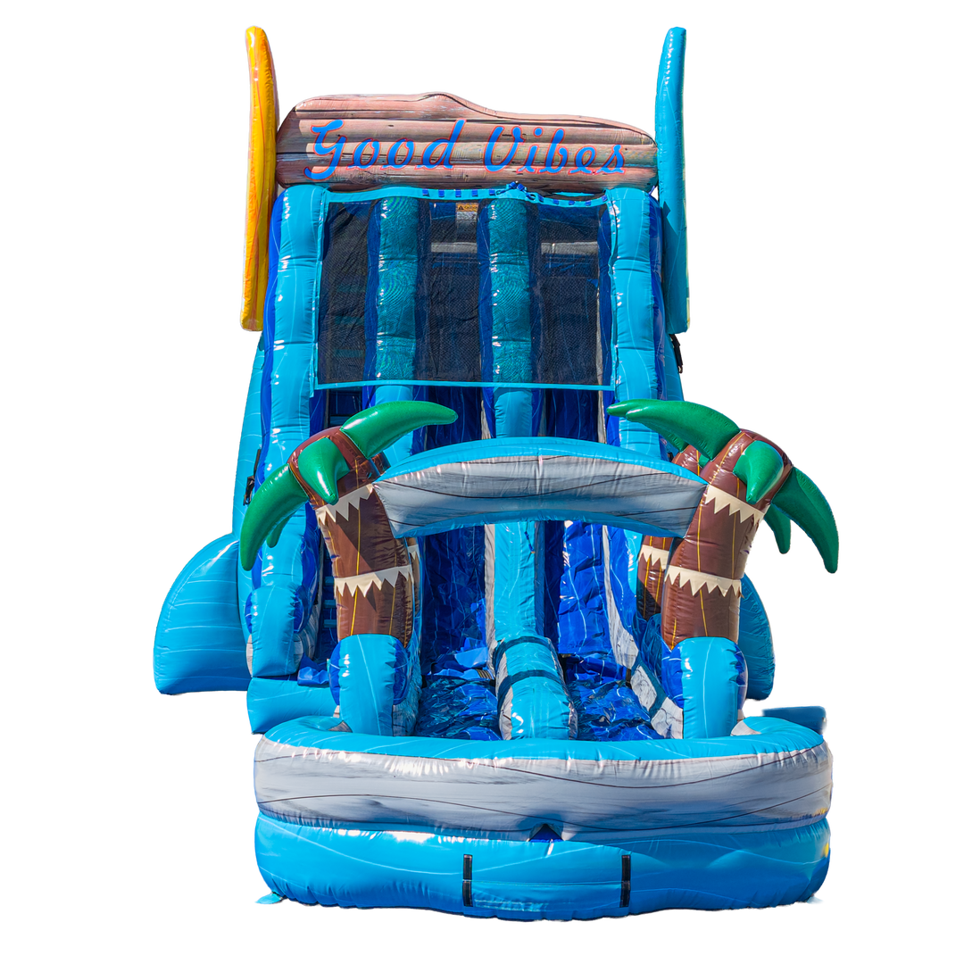 22FT Good Vibes Dual Lane Slide With Slip N Slide