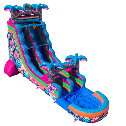 20FT Aloha Splash (Hawaiian Hibiscus) Single Lane Slide