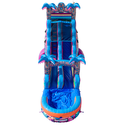 20FT Aloha Splash (Hawaiian Hibiscus) Single Lane Slide
