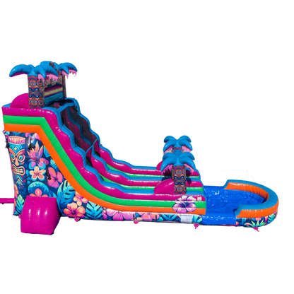 20FT Aloha Splash (Hawaiian Hibiscus) Single Lane Slide