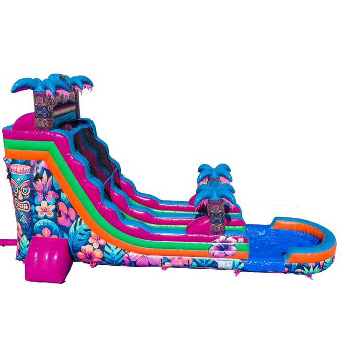 20FT Aloha Splash (Hawaiian Hibiscus) Single Lane Slide