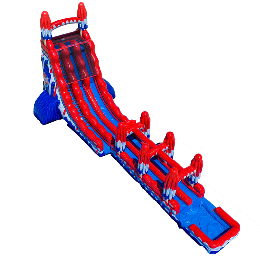 27ft Red, White and Cool Dual Slide with Slip N' Slide