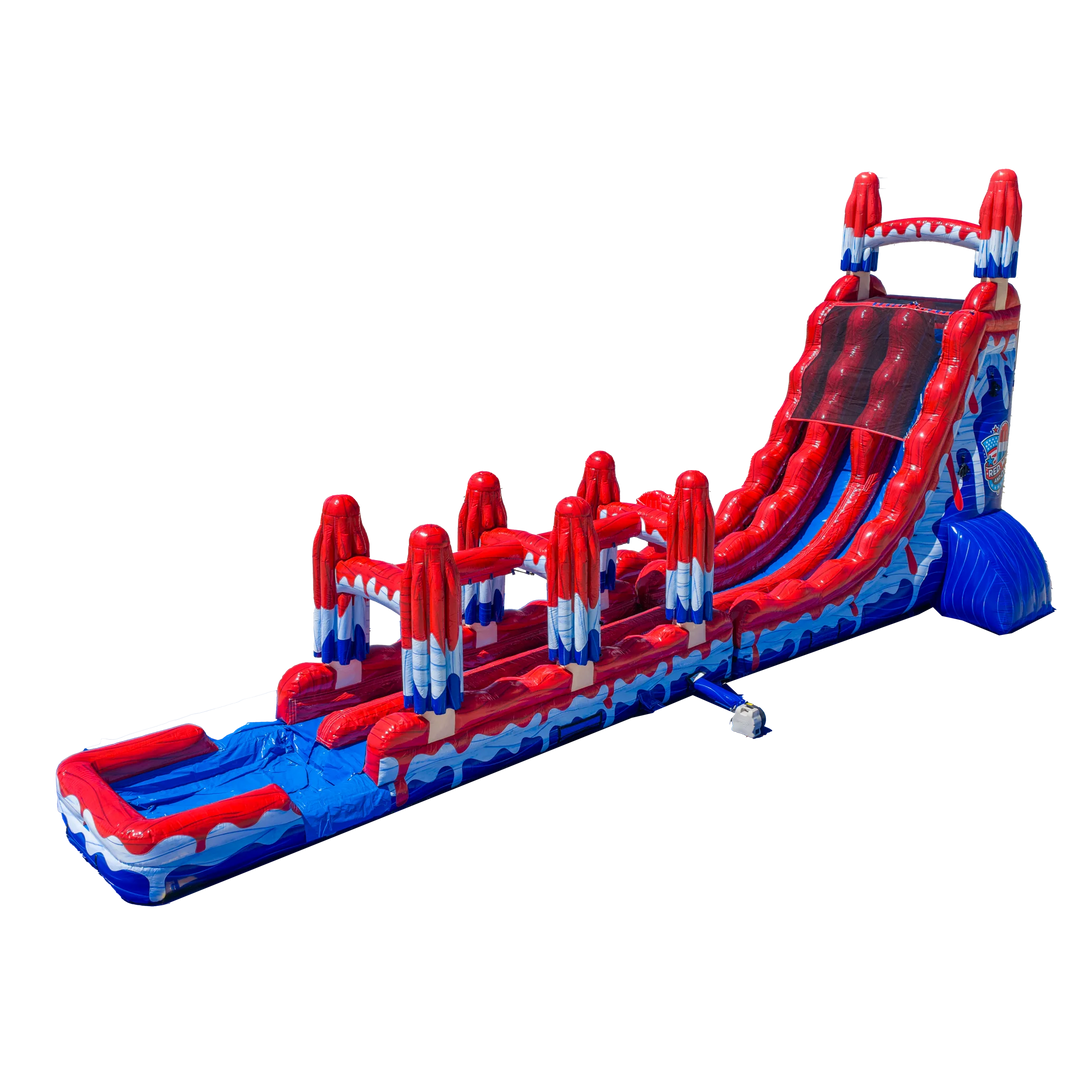27ft Red, White and Cool Dual Slide with Slip N&