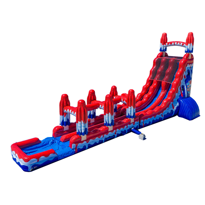 27ft Red, White and Cool Dual Slide with Slip N&