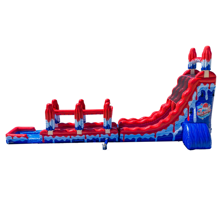 27ft Red, White and Cool Dual Slide with Slip N&