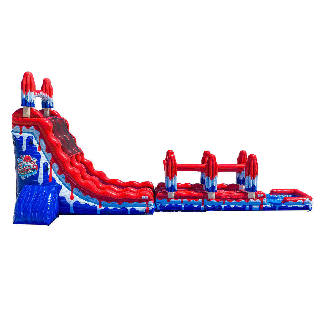 27ft Red, White and Cool Dual Slide with Slip N&