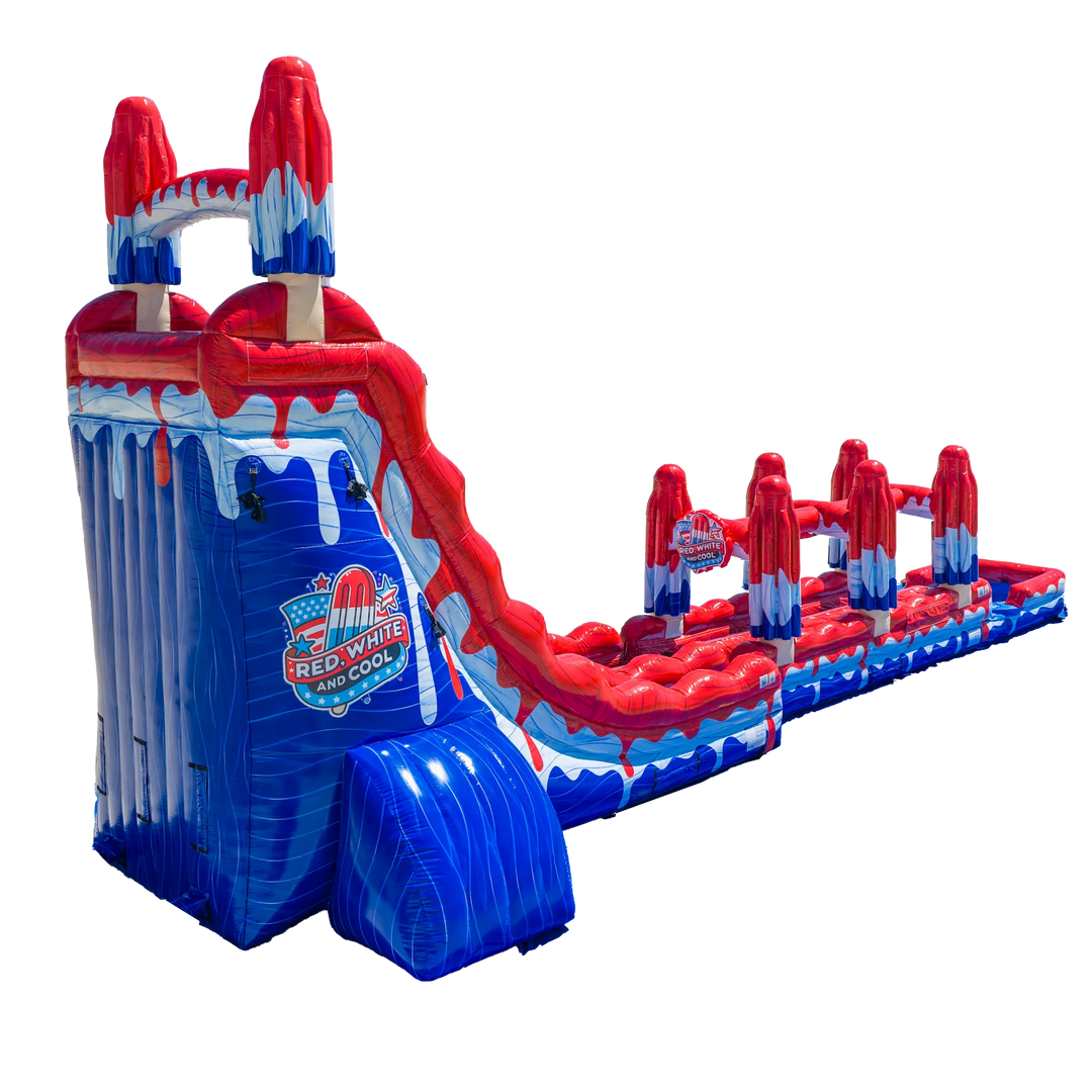 27ft Red, White and Cool Dual Slide with Slip N&