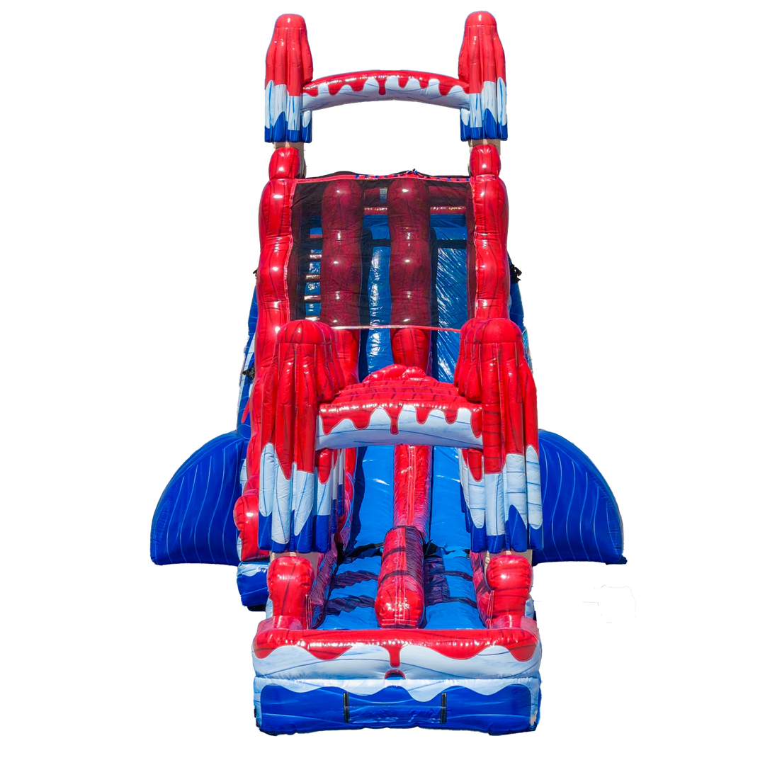 27ft Red, White and Cool Dual Slide with Slip N&