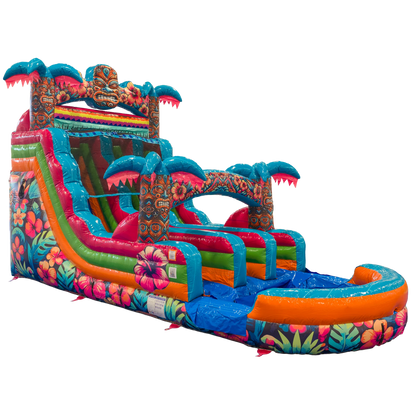 16FT Aloha Splash (Hawaiian Hibiscus) Dual Lane Slide