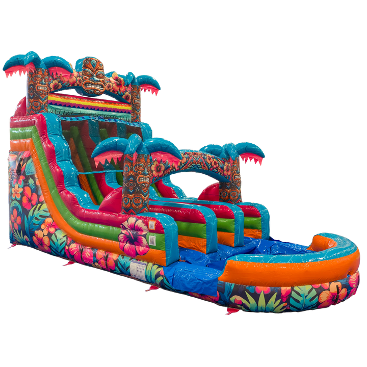 16FT Aloha Splash (Hawaiian Hibiscus) Dual Lane Slide