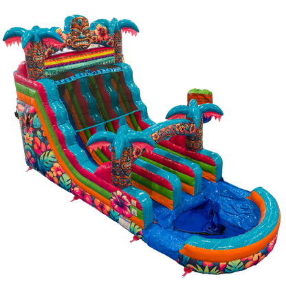 16FT Aloha Splash (Hawaiian Hibiscus) Dual Lane Slide