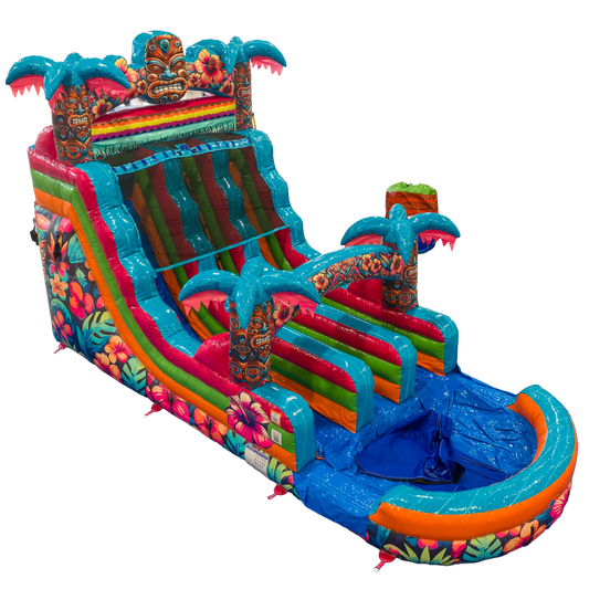 16FT Aloha Splash (Hawaiian Hibiscus) Dual Lane Slide