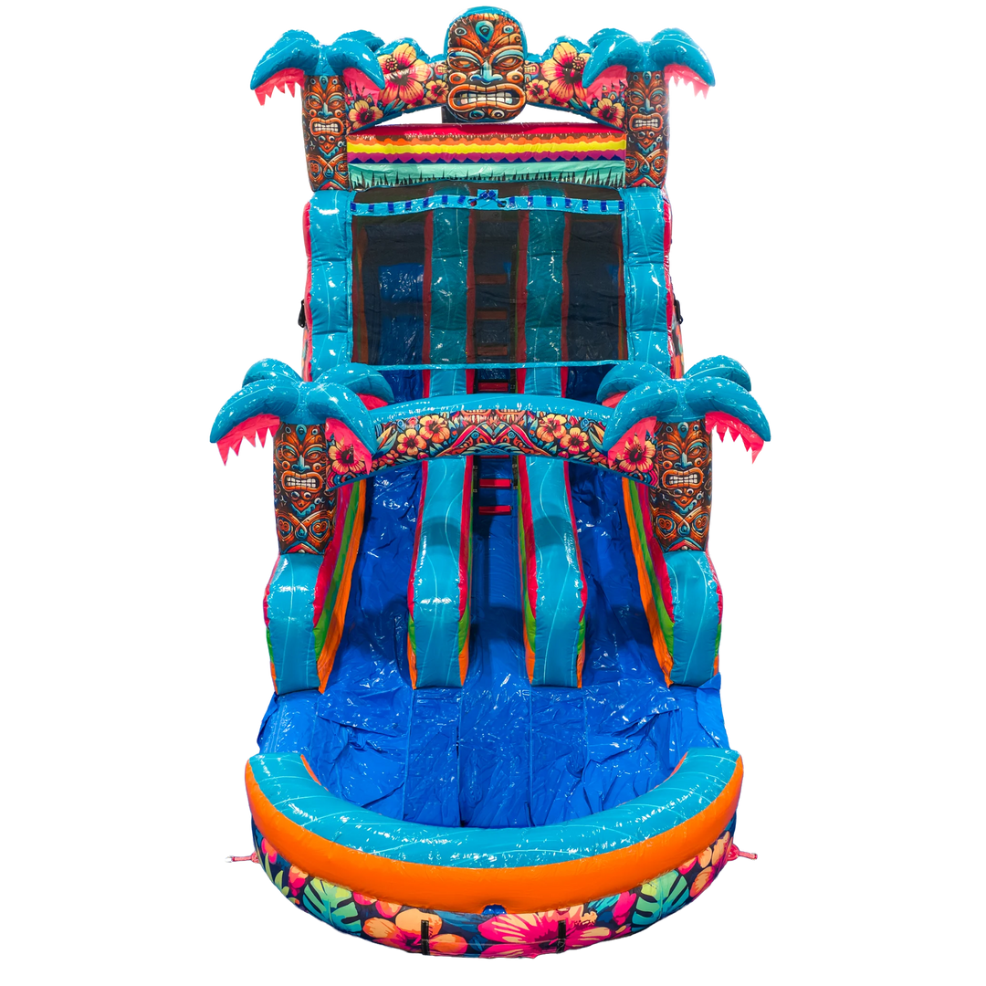 16FT Aloha Splash (Hawaiian Hibiscus) Dual Lane Slide