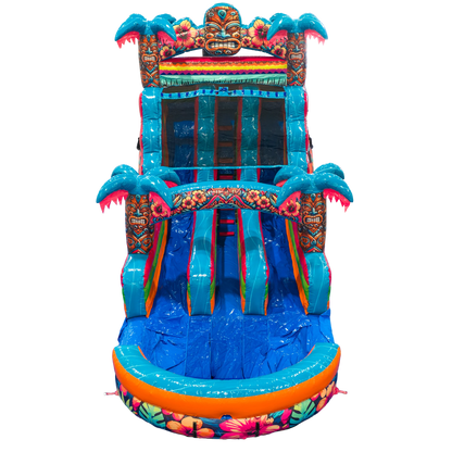 16FT Aloha Splash (Hawaiian Hibiscus) Dual Lane Slide
