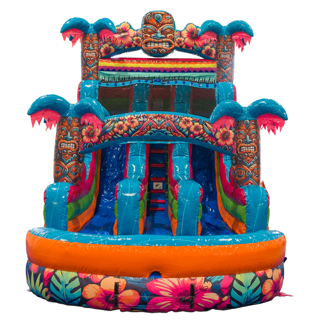 16FT Aloha Splash (Hawaiian Hibiscus) Dual Lane Slide