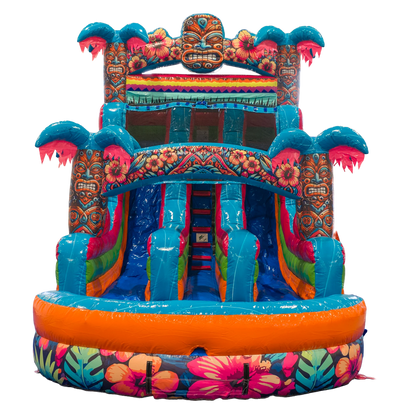 16FT Aloha Splash (Hawaiian Hibiscus) Dual Lane Slide