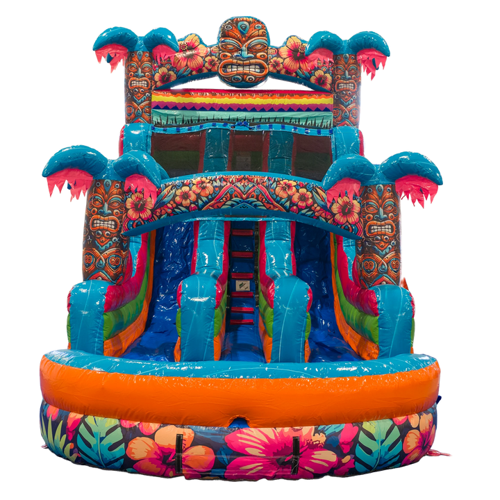 16FT Aloha Splash (Hawaiian Hibiscus) Dual Lane Slide
