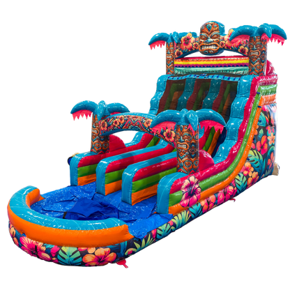 16FT Aloha Splash (Hawaiian Hibiscus) Dual Lane Slide