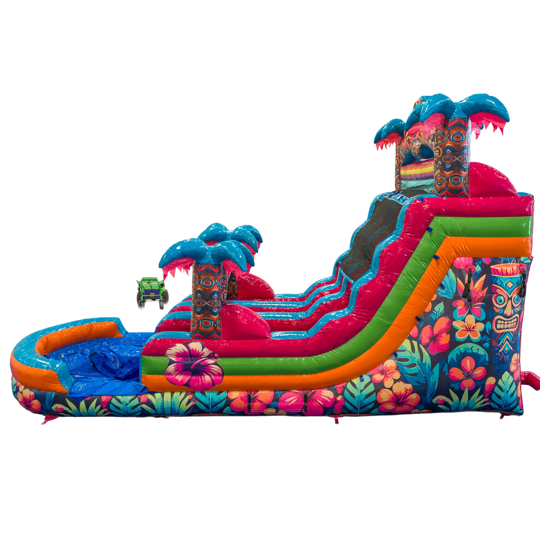 16FT Aloha Splash (Hawaiian Hibiscus) Dual Lane Slide
