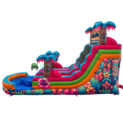 16FT Aloha Splash (Hawaiian Hibiscus) Dual Lane Slide