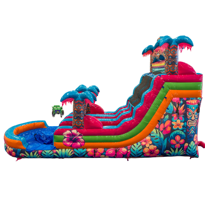 16FT Aloha Splash (Hawaiian Hibiscus) Dual Lane Slide