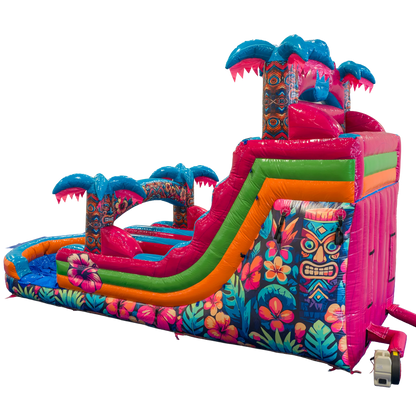 16FT Aloha Splash (Hawaiian Hibiscus) Dual Lane Slide