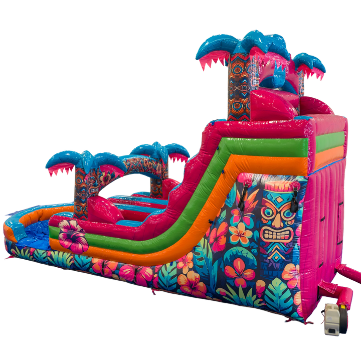 16FT Aloha Splash (Hawaiian Hibiscus) Dual Lane Slide