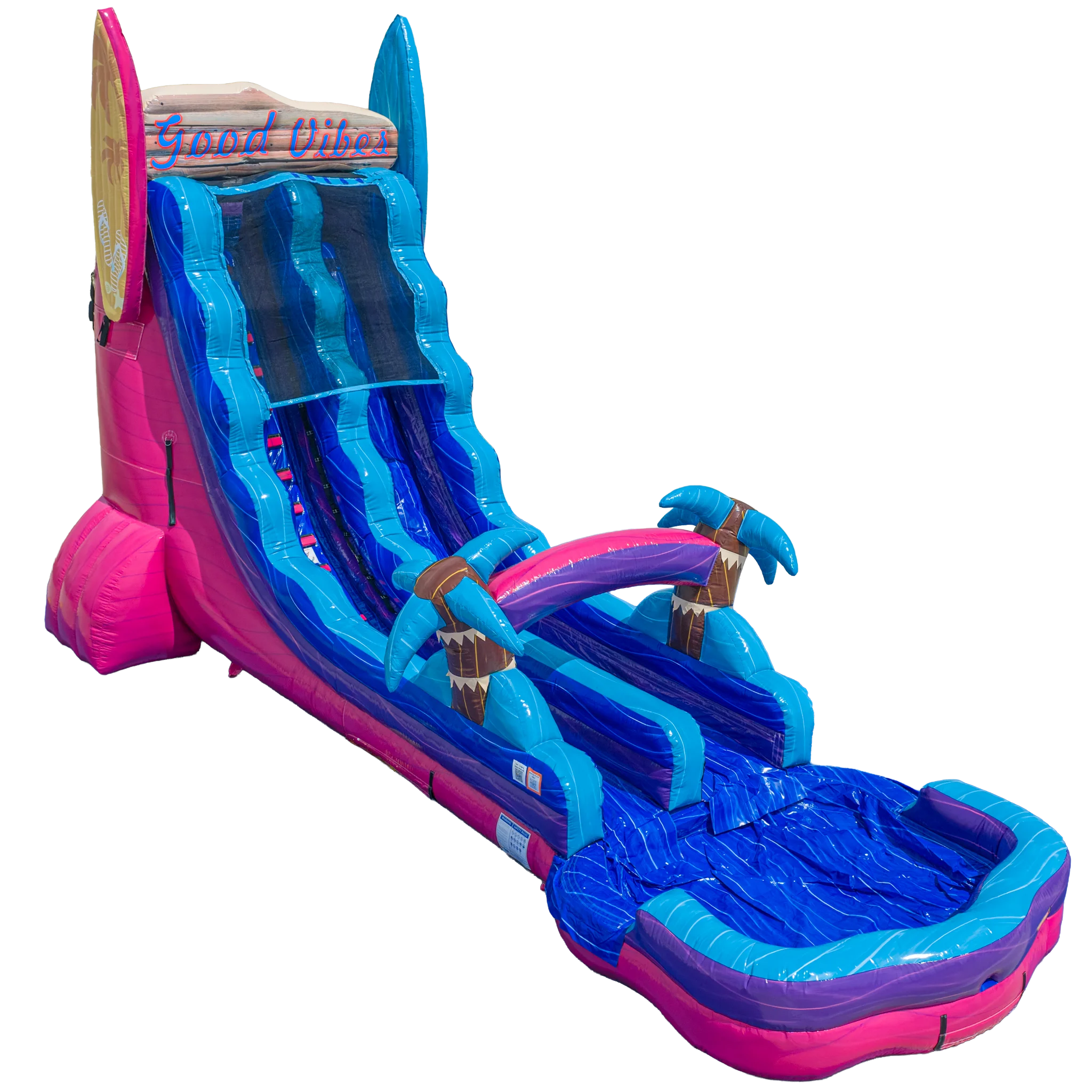 22FT Good Vibes Single Magenta Colorway Slide – Big and Bright Inflatables
