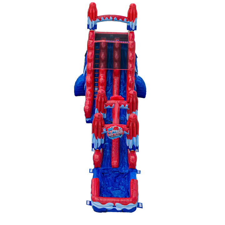 22FT Red, White and Cool Dual slide w/ Slip N Slide
