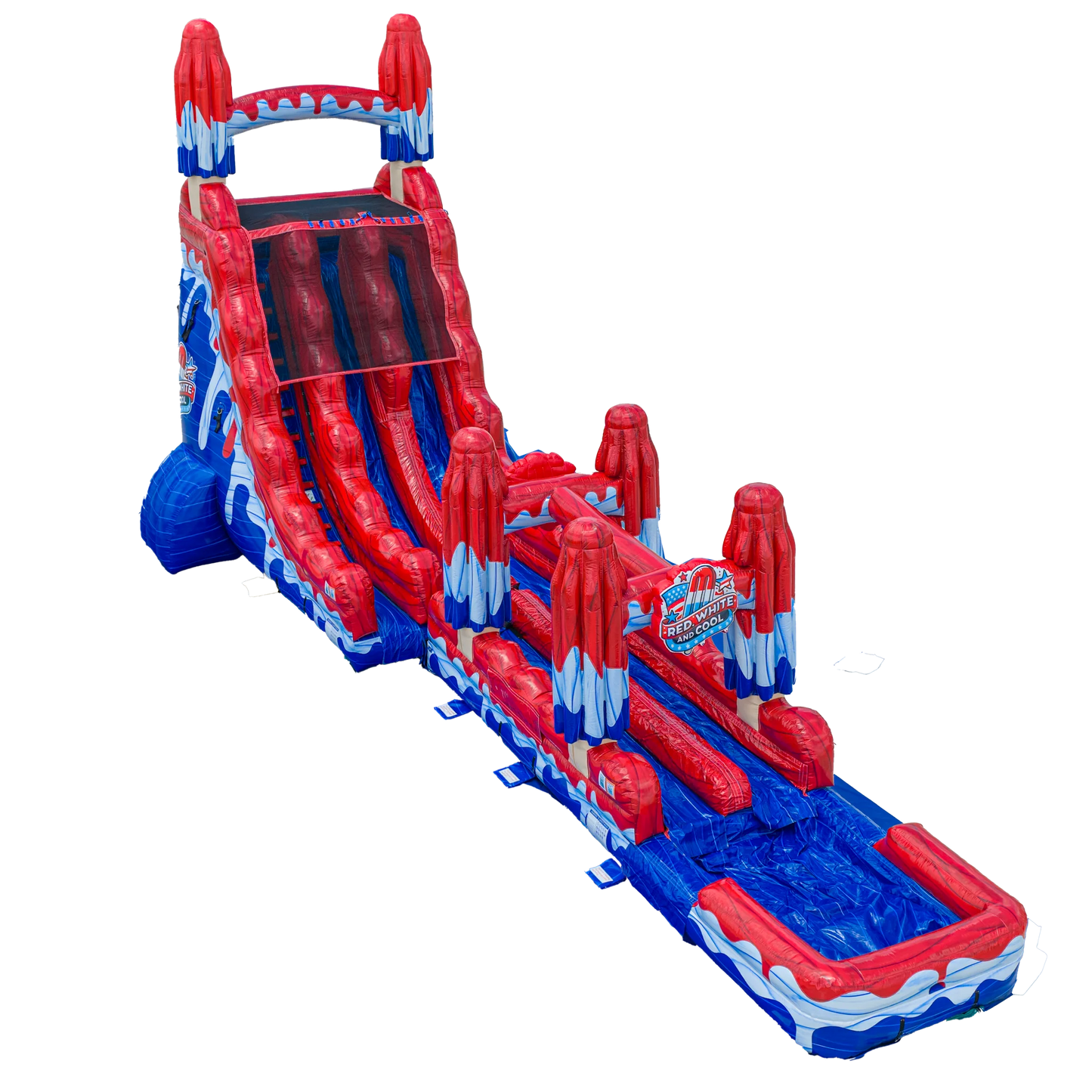 22FT Red, White and Cool Dual slide w/ Slip N Slide