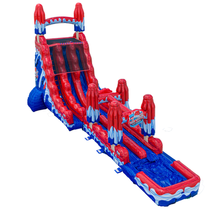 22FT Red, White and Cool Dual slide w/ Slip N Slide