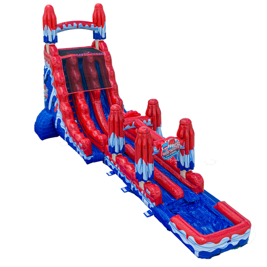 22FT Red, White and Cool Dual slide w/ Slip N Slide