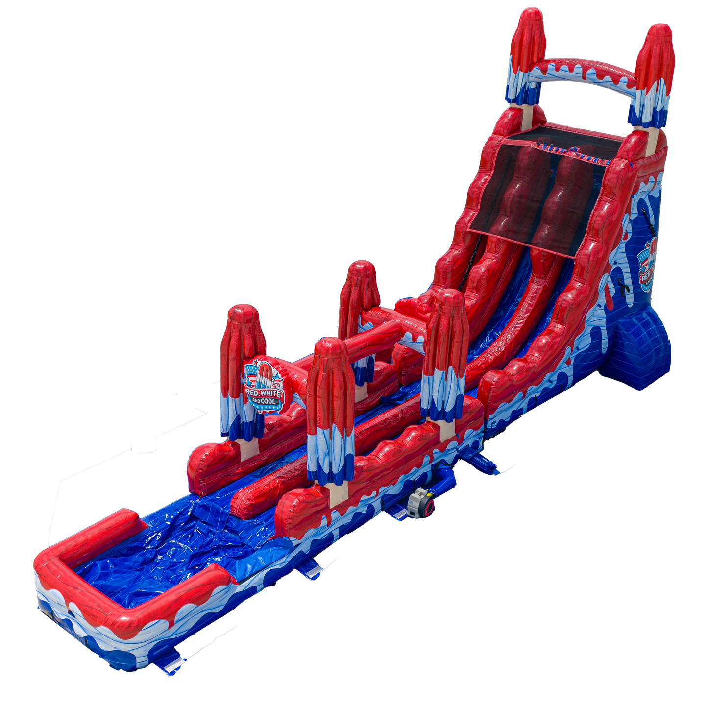 22FT Red, White and Cool Dual slide w/ Slip N Slide
