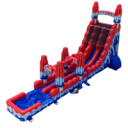 22FT Red, White and Cool Dual slide w/ Slip N Slide