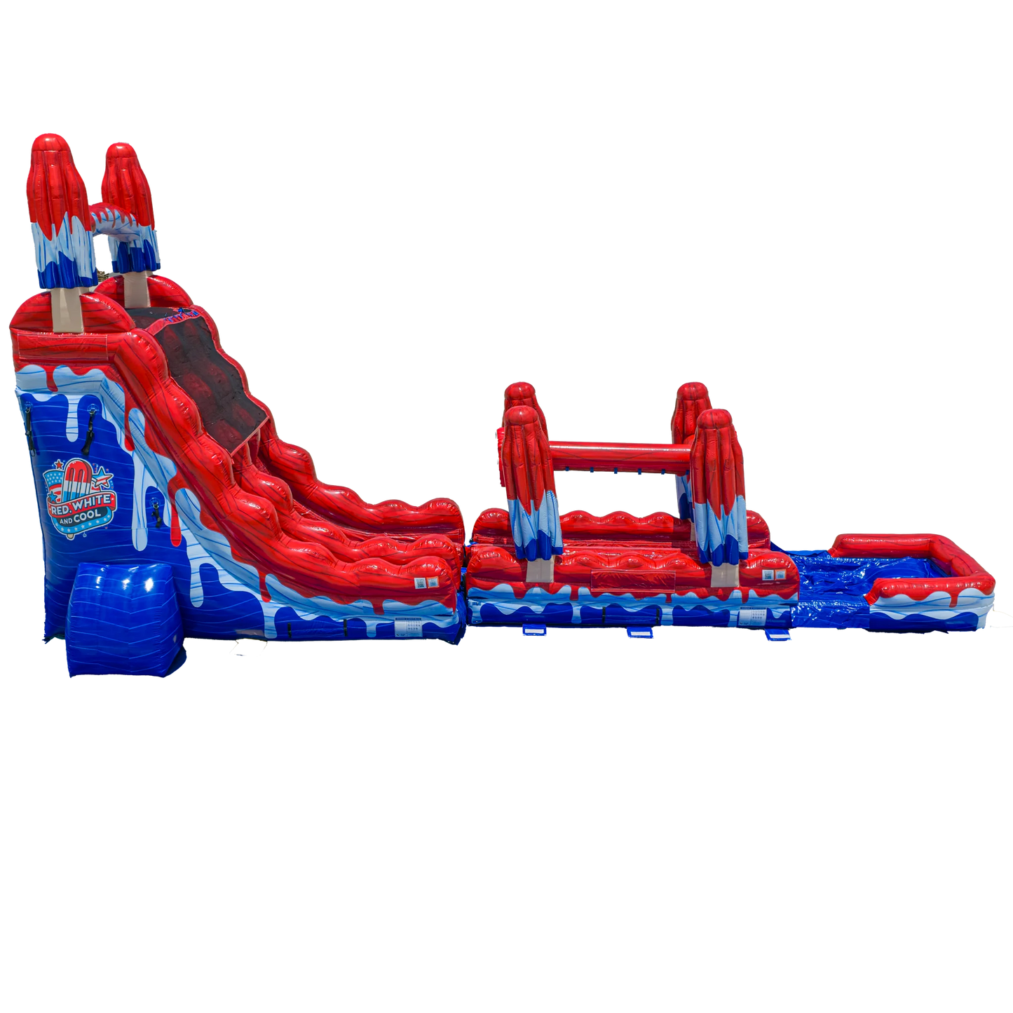 22FT Red, White and Cool Dual slide w/ Slip N Slide