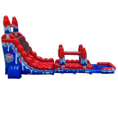 22FT Red, White and Cool Dual slide w/ Slip N Slide