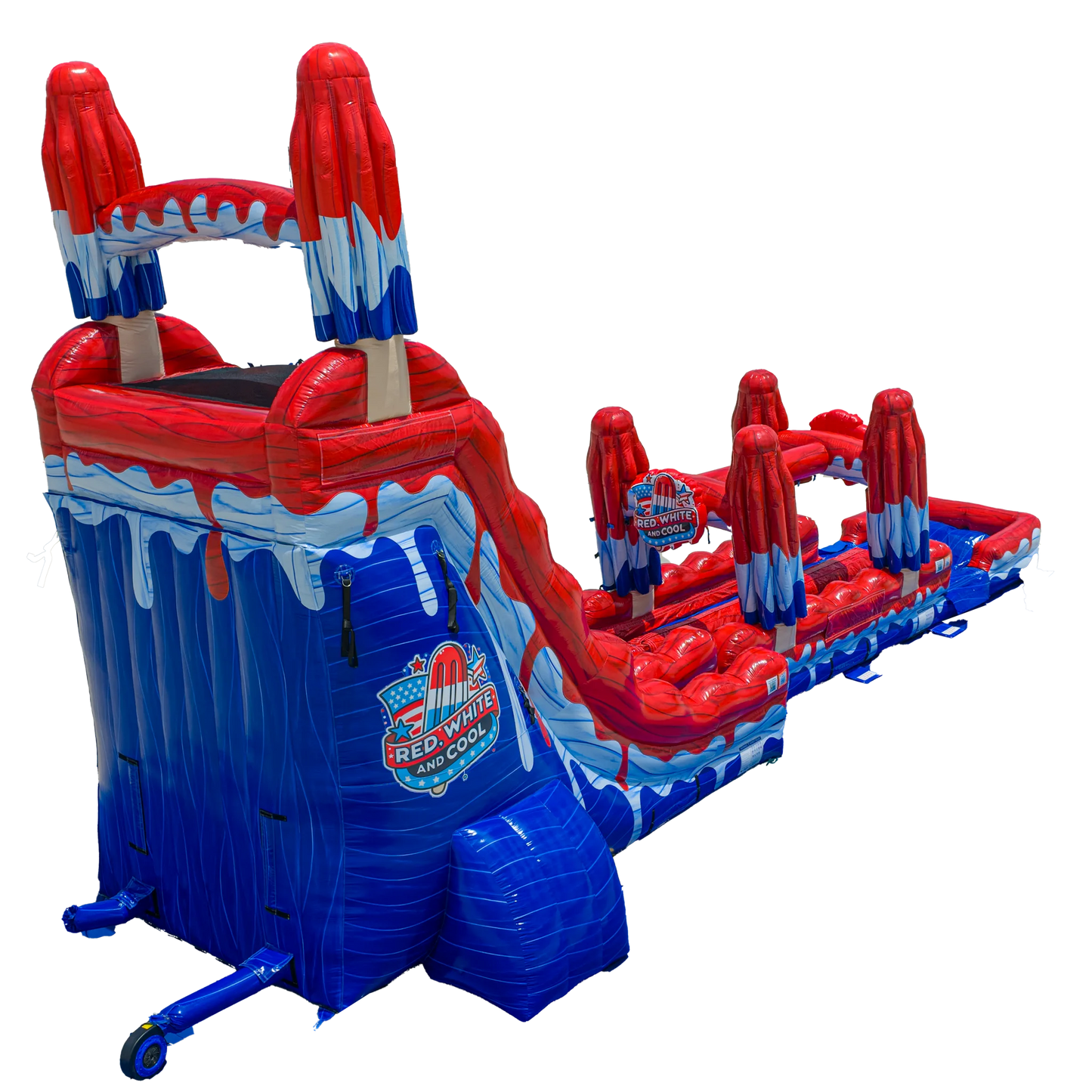 22FT Red, White and Cool Dual slide w/ Slip N Slide