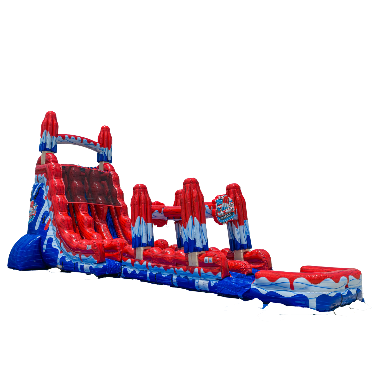 22FT Red, White and Cool Dual slide w/ Slip N Slide